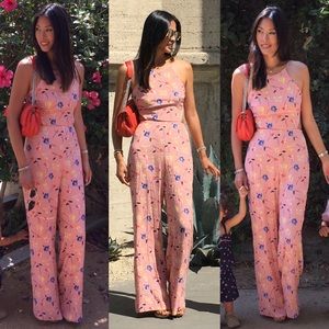 Zara Pink Floral Cut Out Jumpsuit Romper Small